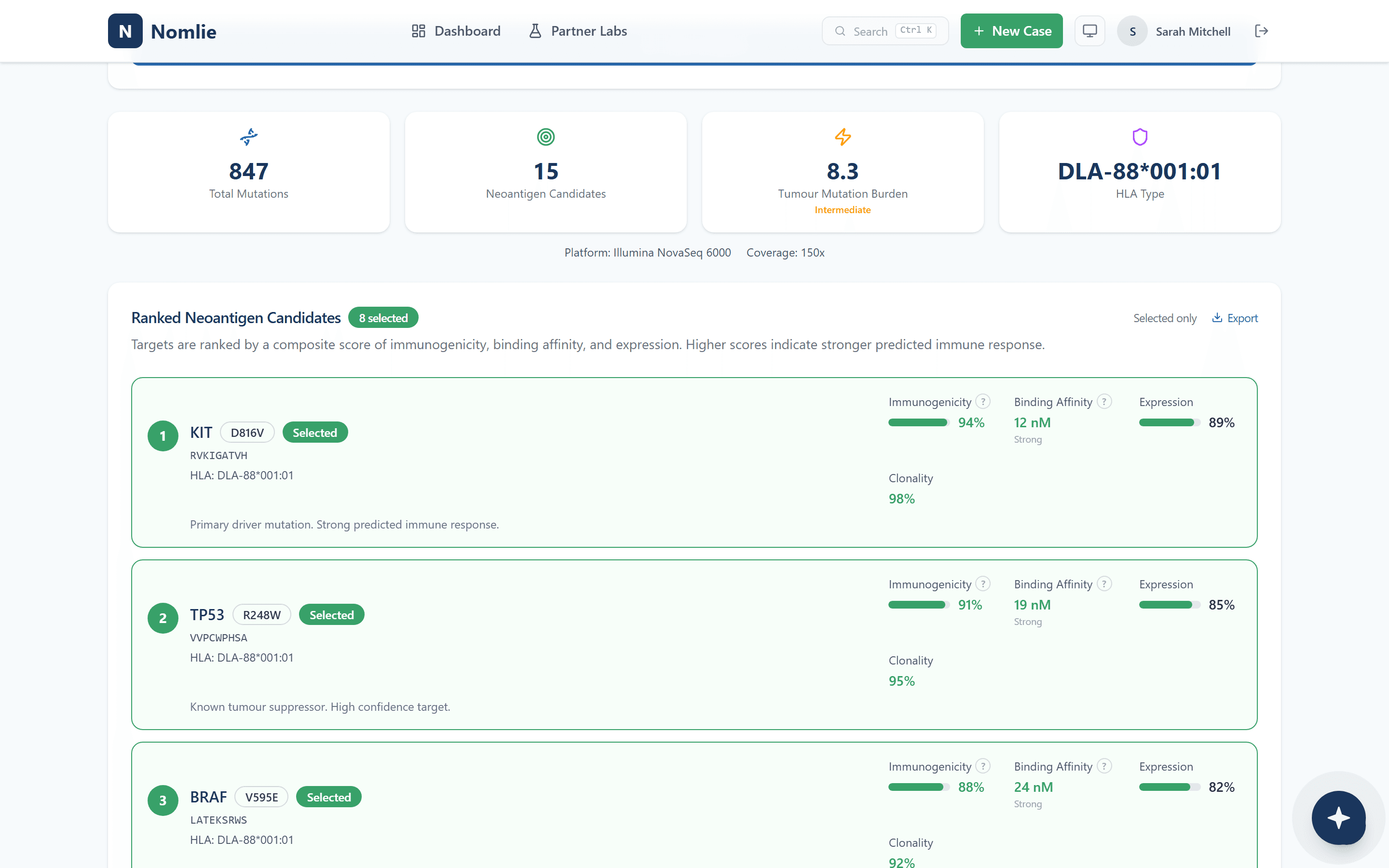 AI-ranked neoantigen candidates for vaccine design